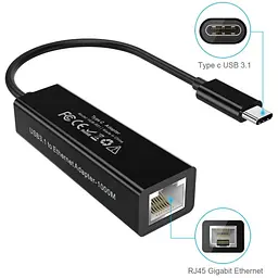 Перехідник USB 3.1 Type-C --> Ethernet RJ45 1000Mb 0,15 м, Choetech чорний - мініатюра 5