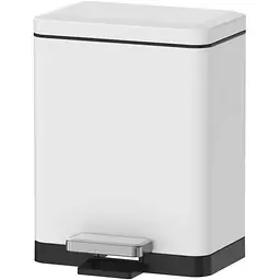 Відро для сміття з плавним закриттям прямокутне Koer TC-010306-08 6 л white KR5601, Білий матовий