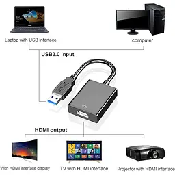 USB 3.0 — HDMI Жіночий HD-адаптер Дисплей AV Інтерфейс Для ПК ТВ Ноутбук - мініатюра 3