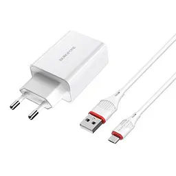 Сітчасте зарядне пристрій BOROFONE BA21A Long QC3.0 1USB/3A/18W + Cable Micro білий - мініатюра 4