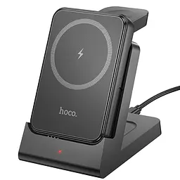 Портативний ЗП Power Bank + зарядная станция Hoco J149 Victory 3in1 magnetic з БЗП 5000 mAh Black - мініатюра 4
