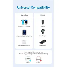 Кабель Vention USB 2.0Type-C M-LightningM,1.0 м,PD 27W,PVC, білий (LAKWF) - мініатюра 11