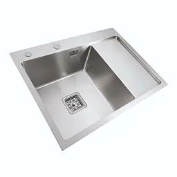 Кухонна мийка Platinum Handmade 780x430x220 L нержавійка (квадратний сифон,3.0/1.0), Нержавіюча сталь - мініатюра 5