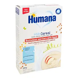 Уцінка. Каша гречано-кукурудзяна Humana молочна з яблуком 200 г - мініатюра 2