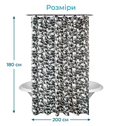 Шторка для ванної кімнати Woko Stoune 3D 180х200 із 12-ма кільцями - мініатюра 2
