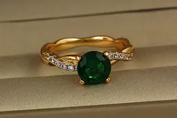 Кільце Xuping Jewelry косичка із зеленим каменем р 17 золотисте - мініатюра 2