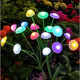 Світильник садовий Gardlov сонячний у формі грибів RGB 10 LED 70 см водонепроникний 2 шт.