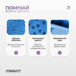 Рушник для йоги з мікрофібри EasyFit Yoga Mat Towel синій - мініатюра 4