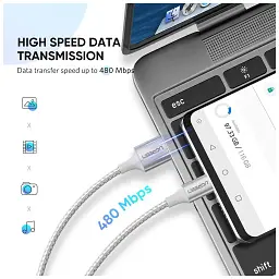 Дата кабель USB 2.0 AM to USB-C 2.0m 3.0A 18W US288 White Ugreen (60133) - мініатюра 2