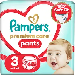 Підгузки-трусики Pampers Premium Care Pants Розмір 3 (6-11 кг) 48 шт. 