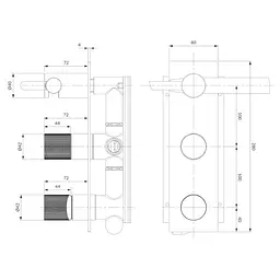 Змішувач для душу прихованого монтажу Omnires Contour antracite CT8035/1AT, Чорний матовий - мініатюра 2