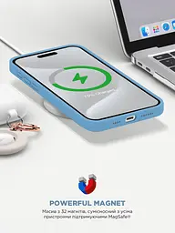 Силиконовый чехол с MagSafe для Apple iPhone 15 Pro, ICON2 MagCase, голубой, противоударный, панель с мягкой подкладкой, защита всего корпуса, поддержка беспроводной зарядки, совместим с защитными стеклами и пленками, ArmorStandart (ARM77008) - мініатюра 9