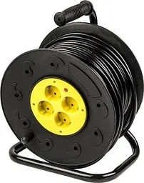 Мережевий подовжувач на котушці , 4 розетки, 50 м, Black PowerPlant teh0028203