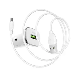 Автомобільний зарядний пристрій Borofone BZ12A USB QC 18W білий + кабель USB to Type-C - мініатюра 2