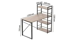 Письмовий стіл Ferrum-decor Серії Конект з етажеркою 75x120x60 чорний ДСП Дуб Сан-Марино 16мм (FRD-104220) - мініатюра 5