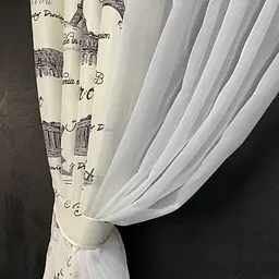 Коротка фіранка для кухні з атласу та шифону з сірими будинками 1,8м на 4м на тасьмі ALBO pbe0052819 - мініатюра 8