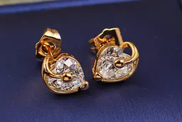 Сережки гвоздики Xuping Jewelry кришталеве серце 11 мм золотисті - мініатюра 2
