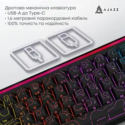 Клавіатура Ajazz NK68 Red Switch USB UA Black (NK68-R-S-B) - мініатюра 7