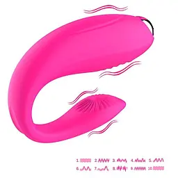 Вібратор для пар G-Sex інтимний масажер для двох 10 режимів секс іграшки для дорослих кліторальний фуксія - мініатюра 2