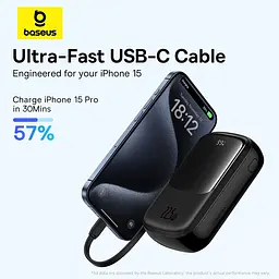 Акумулятор зовнішній з 2 вбудованими кабелями Baseus QPow Pro FC 20000 mAh 22.5 (P10067103113-00) - мініатюра 7