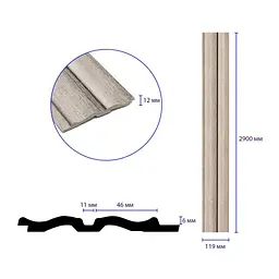 Рейка декоративна Sticker Wall PS 2900х119х12мм Сріблястий дуб SW-00002143- - мініатюра 3