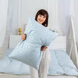 Подушка пухова MirSon Karmen №1803 Bio-Blue м'яка пух 90% 50х70 см біло-блакитна (2200003011845) - мініатюра 9