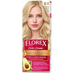 Крем-фарба Florex для волосся КЕРАТИН 8.5 Біле сонце