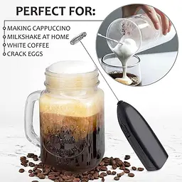Ручний капучинатор на батарейках "Cappucino maker F-016" чорний мініміксер для кави пінозбивач - мініатюра 4