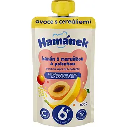 Пюре Hamanek Яблуко банани абрикоси та полента 100 г