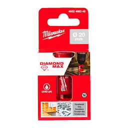 Коронка алмазна Diamond Plus/Max MILWAUKEE, діаметр 20,0мм (1/4'' Hex) (свердління з водою) - мініатюра 2