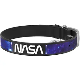 Нашийник для собак Waudog Design NASA21, шкіряний, з QR паспортом, XS, 21-29х1,2 см, чорний