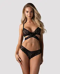 Комплект білизни Obsessive Blomentis XS/S чорний - мініатюра 4
