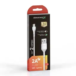 Дата кабель USB 2.0 AM to Lightning 2.0m 2A white Grand-X (PL-02W) - мініатюра 2