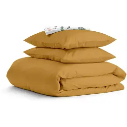 Комплект постільної білизни Cosas полуторний CURCUMA CS4 160 x 220 см (Ranfors16_Mustard_FoliageBirds_160)