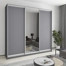 Шафа-купе тридверна MebelStar Уні AL 2ДСП/Дзеркало 250x60x240 см Антрацит (MBS-1943)