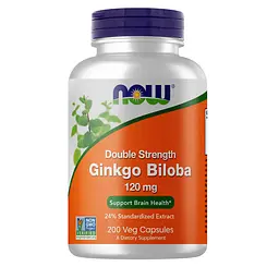 Натуральна добавка NOW Ginkgo Biloba 120 mg, 200 вегакапсул