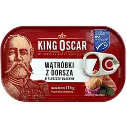 Печінка тріски King Oscar у власному жирі 115 г (5901489034157)