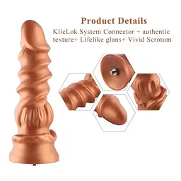 Фалоімітатор Hismith Spiral Grain Silicone Dildo Monster Series спіральний рельєф для секс-машин - мініатюра 3