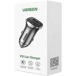 Автозарядка 2xUSB 30W (USB-A + USB-C) QC 4.0 Сіра (EC305) UGREEN (25845) - мініатюра 4