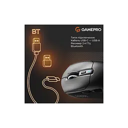 Мишка GamePro Genesis Airmaster Wireless/Bluetooth/USB Black (GM167B) - мініатюра 9