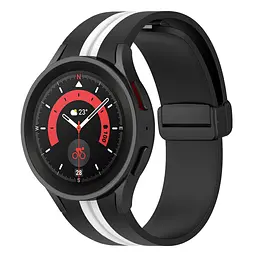 Браслет Cls-line-black для Samsung Galaxy Watch 5 - чорно-білий ширина кріплення 20мм силікон Watchbands (W35-8WB12227561) - мініатюра 2