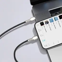 Кабель Baseus Cafule Metal USB-C to Lightning PD 20W 0.25m Black (CATLJK-01) [78966] - мініатюра 5
