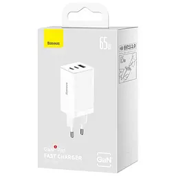 МЗП GaN5 Pro PD65W+QC3.0 (1USB-A/2C) (CCGP12020) White Baseus teh0029596 - мініатюра 6