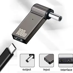 Перехідник STLab USB-C Female to DC Male Jack 5.5x2.5mm PD 100W Black [152525] - мініатюра 2