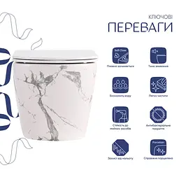 Унітаз підвісний Qtap Robin Ultra Quiet, з сидінням Slim Duroplast/ Soft-close/ Quick relase QT13332381АSMR - мініатюра 2