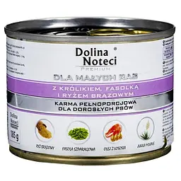 Вологий корм для собак Dolina Noteci Premium з кроликом, квасолею та коричневим рисом, 185 г