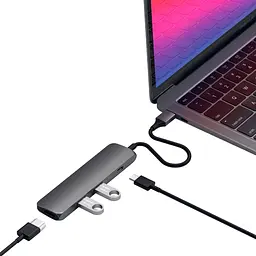 Адаптер Satechi Aluminum Type-C Slim Multi-Port Adapter 4K Space Gray (ST-CMAM) - мініатюра 4