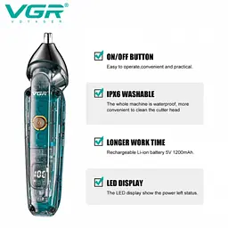 Бездротовий тример для волосся з 5 насадками й USB, VGR V949/Vican тример - мініатюра 3