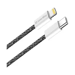 Дата кабель USB-C to Lightning 1.0m 27W black ColorWay (CW-CBPDCL061-BK) - мініатюра 2