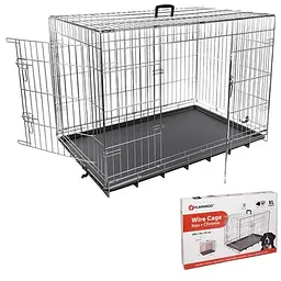Flamingo Wire Cage фламинго клітка для собак двохдверна з ручкою та висувним піддоном 109х70х76 см